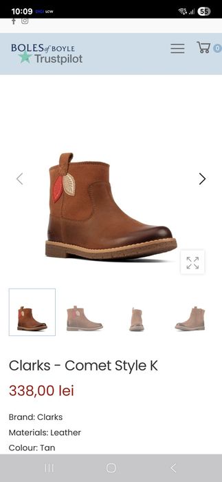 Ghete fetițe primăvară-toamnă Clarks piele naturala 29