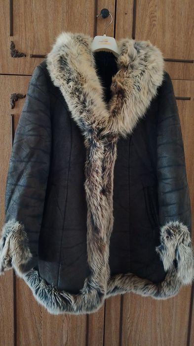 Дублёнка темный синий цвет