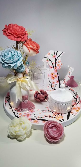 Букети свещи от 100% соев восък, декоротивни сетове ръчно изработени