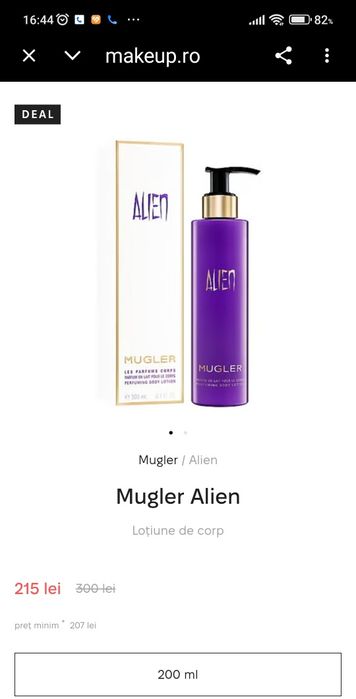 Loțiune de corp parfumata Mugler Alien  200ml
Mugler Alien
Loțiune