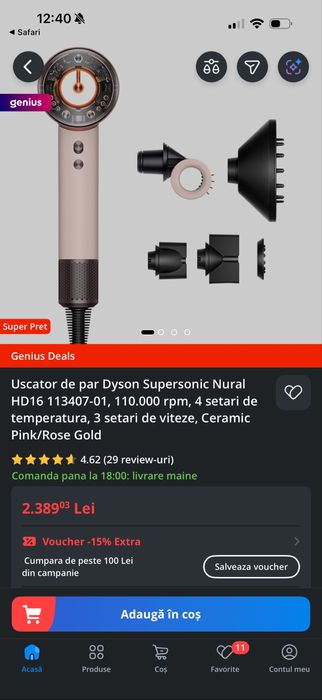Dyson Supersonic Nural HD16 Pink/Rose Gold
