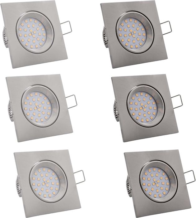 Промо! LED лунички + тяло за вграждане, драскана стомана, 220V, 2700K