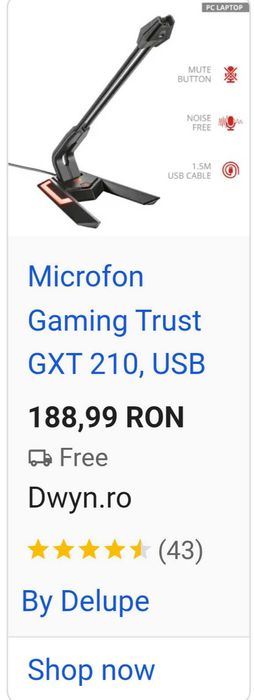 Microfon gaming Trust  Gtx 210,nou,sigilat