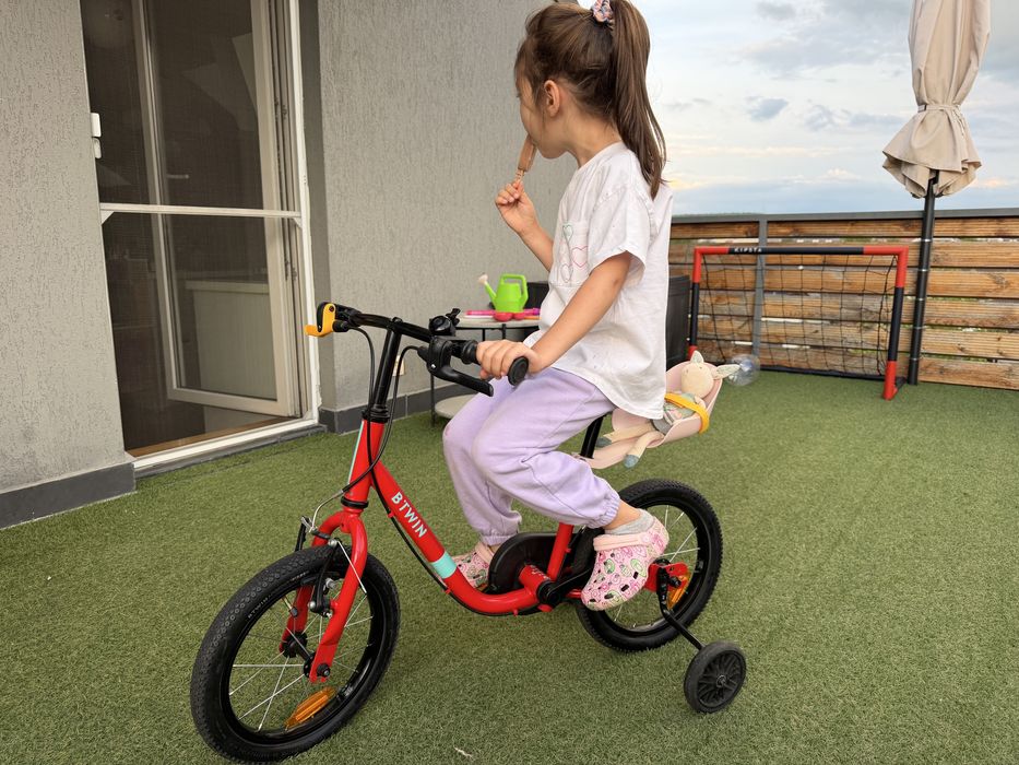 Bicicleta 2 in 1 Discover 500 14” B-Twin Dechatlon rosie