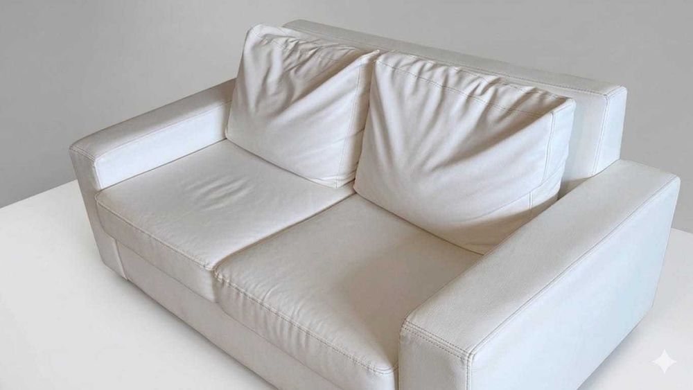 Разтегателен бял кожен диван (кожен - еко)