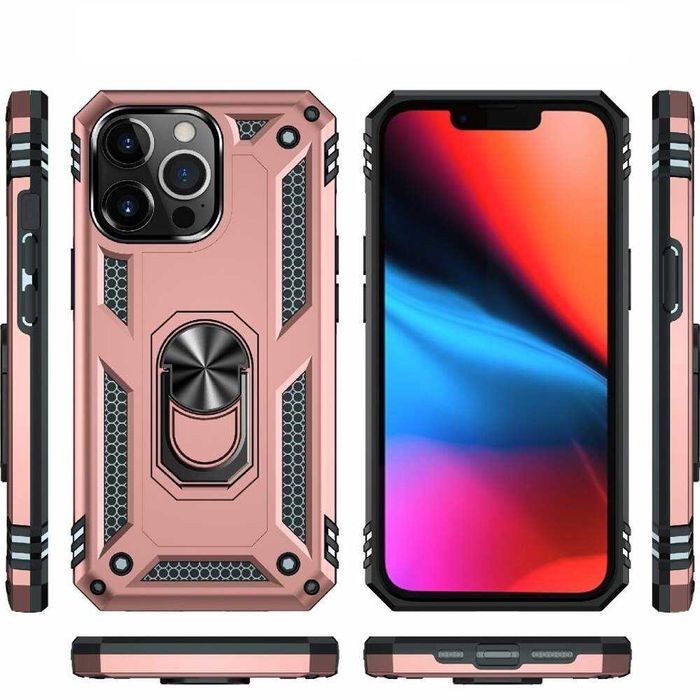 Husa antisoc hybrid ARMOR cu inel pt iPhone 16e / 14 / 14 Pro Max