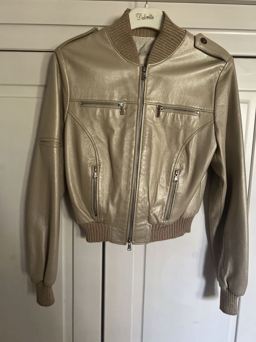 Vand geaca piele aurie , model bomber, potrivita S/M