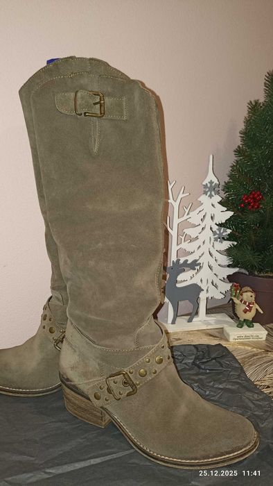 Италиански ботуши висококачествен естествен велур