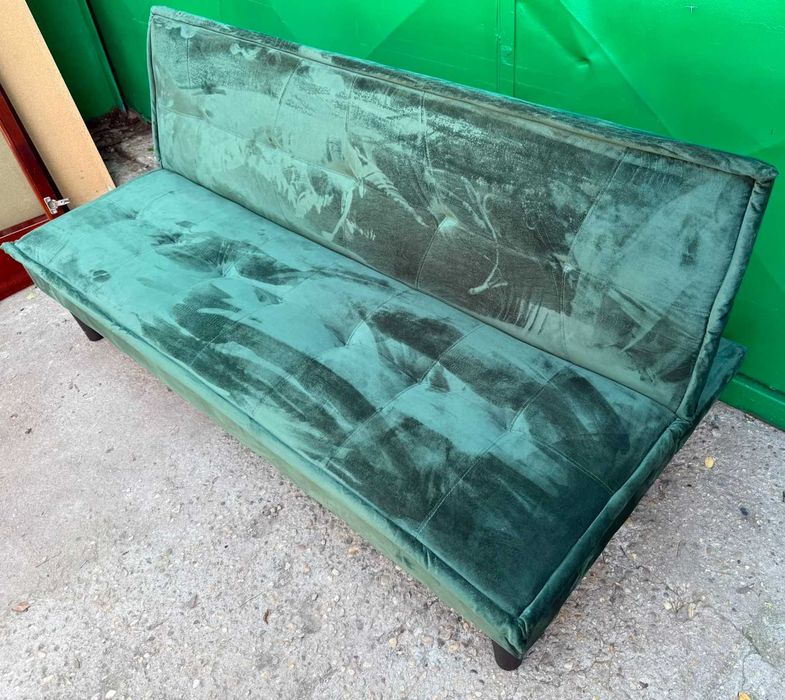 Canapea Extensibila Verde Smarald; Pat cu Saltea 175x100 cm