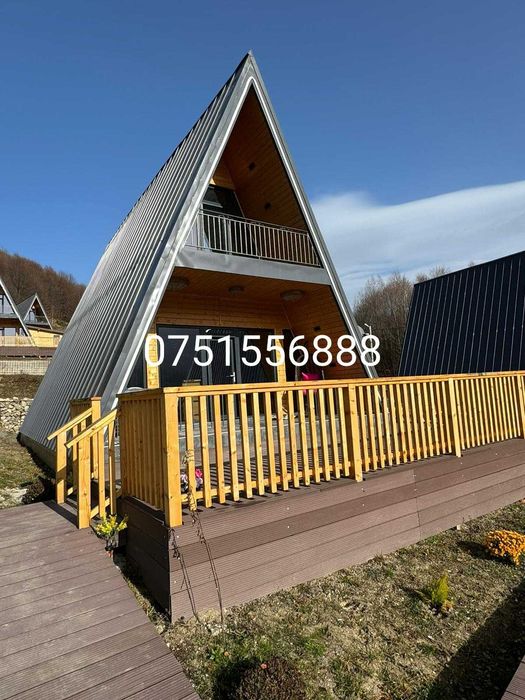 Cabana stil A-Frame si Case din structura de lemn