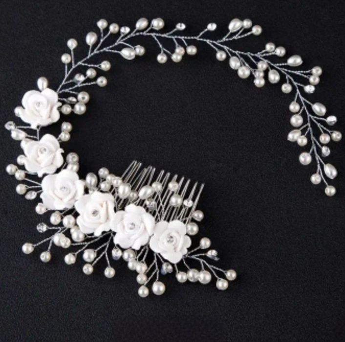 Сватбени аксесоари- перлен комплект, диадема и мъжки комплект