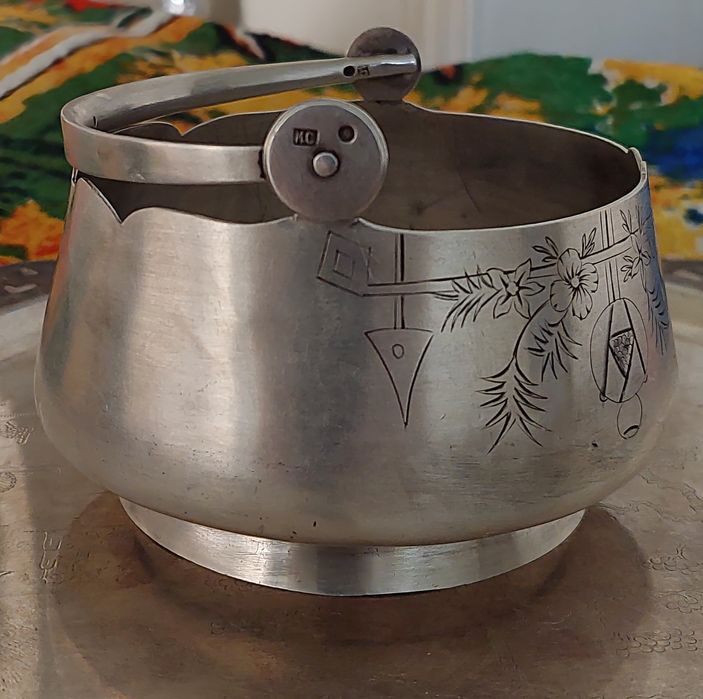 Царизм сахарница Серебро 84 пробы Вес 153 грамм По Цене за 1 грамм