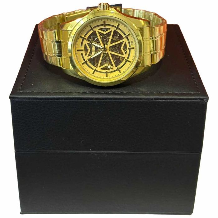 Луксозен и елегантен мъжки златист часовник LEIYI