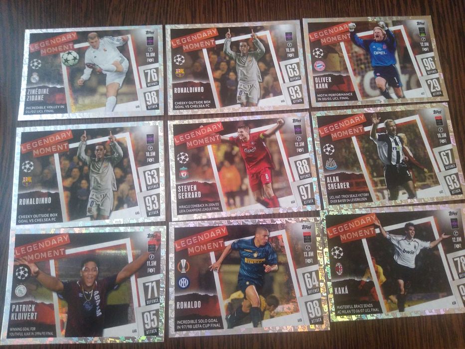 9 carduri rare - Legendary Moment cu fotbaliști vedete