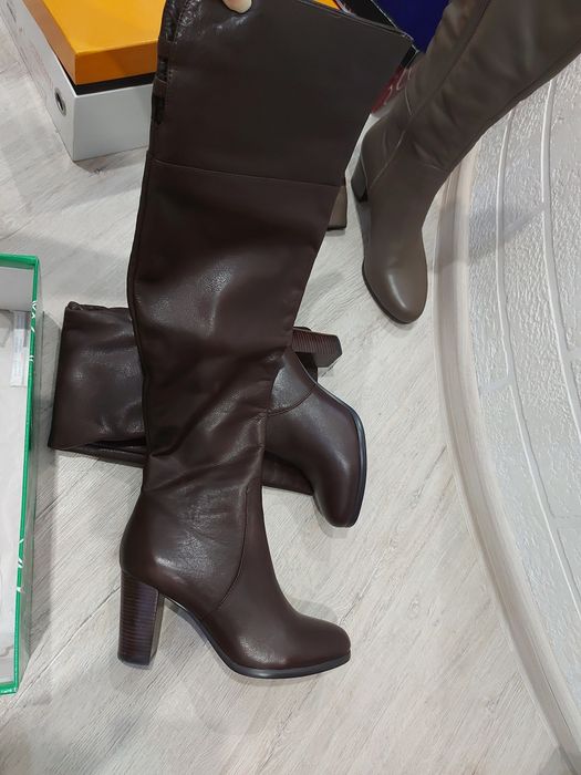 Новые ботфорты зима кожа