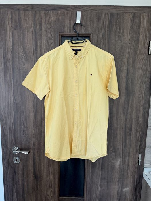 Чисто нова мъжка риза Tommy Hilfiger 80's Two Ply с къс ръкав, жълта, жълт цвят, размер XXL,  дизайнерска