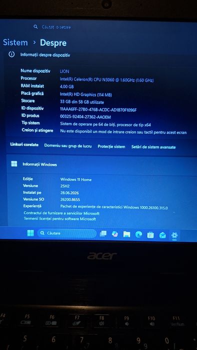 Leptop  Acer SSD