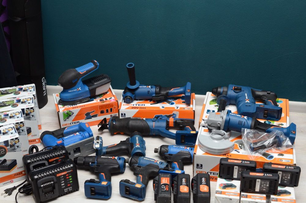 Kit extins scule DEXTER 20V up20 - Filetanta, flex, impact, acumulator