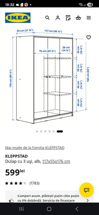 Dulap alb Ikea 3 usi