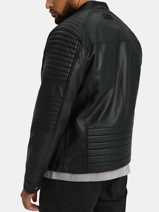 Кожаная куртка, мужская, DIVERSE JACKBLACK в байкерском стиле [M/L/XL]