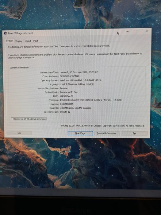 All-in-One PC Prowise Intel Pentium Gold 5405u RAM 8 GB DDR4, SSD 128 GB, 21 inch, Full HD, Touchscreen