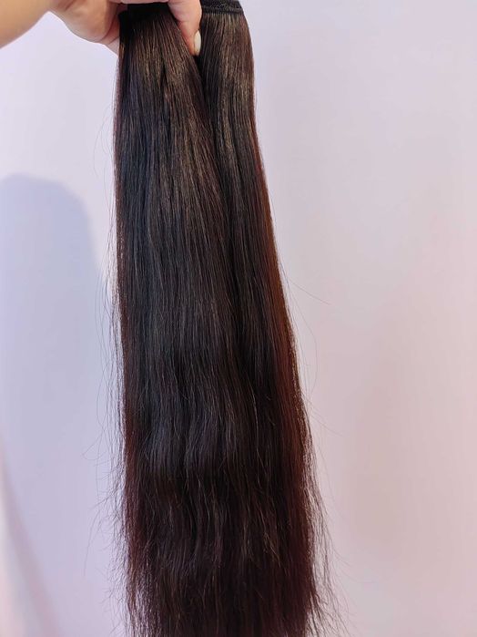 Естествена виетнамска коса на треса 150гр 55см тъмно кестеняво