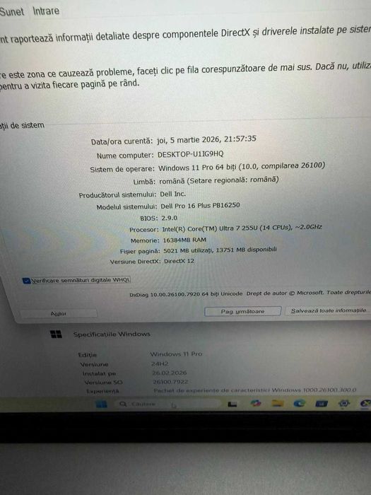 Laptop Nou Dell Pro 16 Plus PB16250