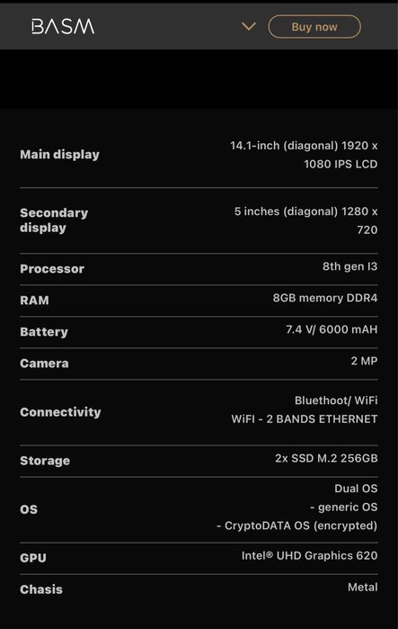 Laptop BasM Gold -metal case