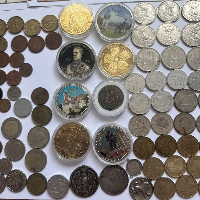 Lot Colecție Monede și Bancnote Vechi Românești + Medalii Istorice + Monede Străine