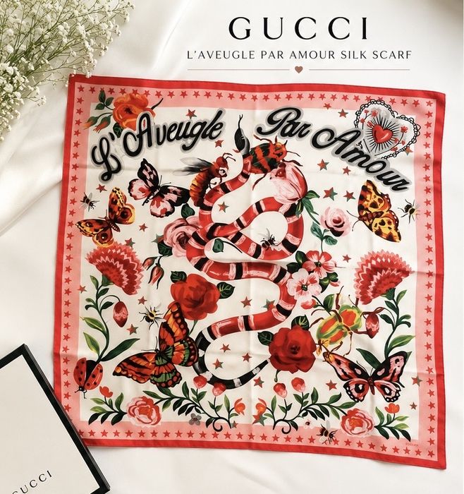 Gucci “L’Aveugle Par Amour” 100% Silk Scarf