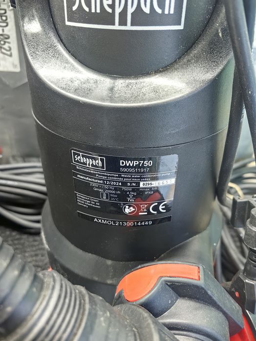 Scheppach DWP400 Потопяема помпа за отпадъчни води 400 W | Дебит 9000