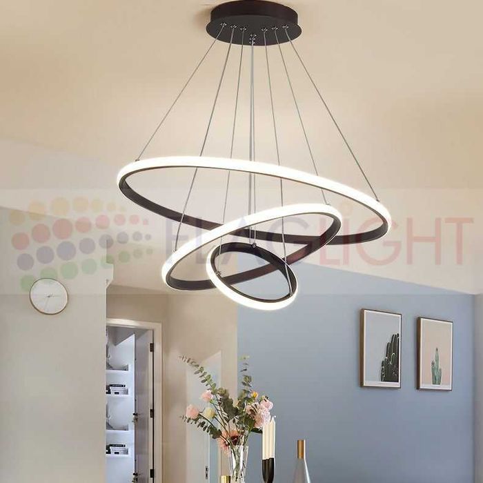 Стилни LED Полилеи GALAXY с 3 ринга, 3 CCT избор на цветна температура