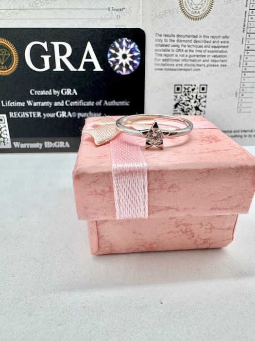 Сребърен пръстен с мойсанит (Диамант) 0.3 карата