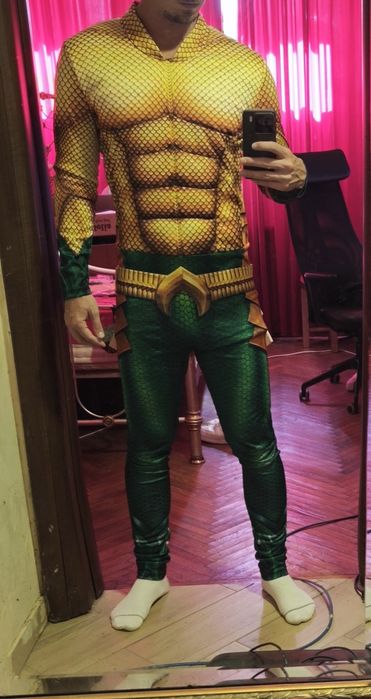 Costum Aquaman Adult Funidelia Marimea L + Trident DC Comics Halloween