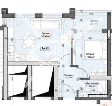 Двустаен апартамент в Кършияка