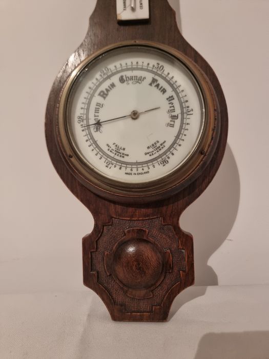 Barometru mural vintage Made in England cu termometru