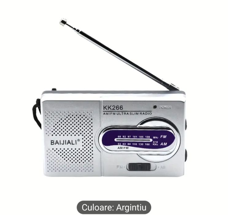 Radio de buzunar cu difuzor, mufă pentru căști