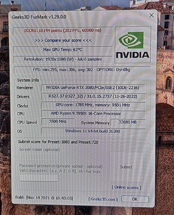 Placa video gaming RTX 3080 10GB GDDR6X 320bit