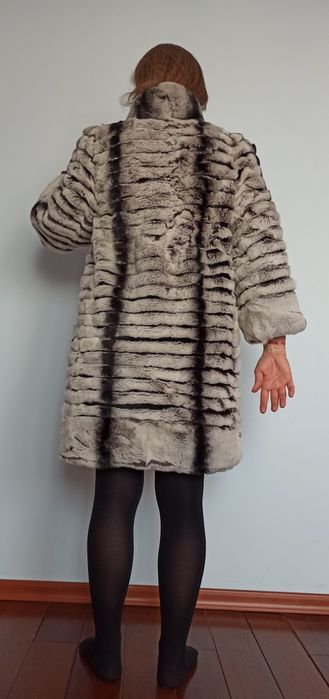 Haină de blană naturală de iepure rex chinchilla