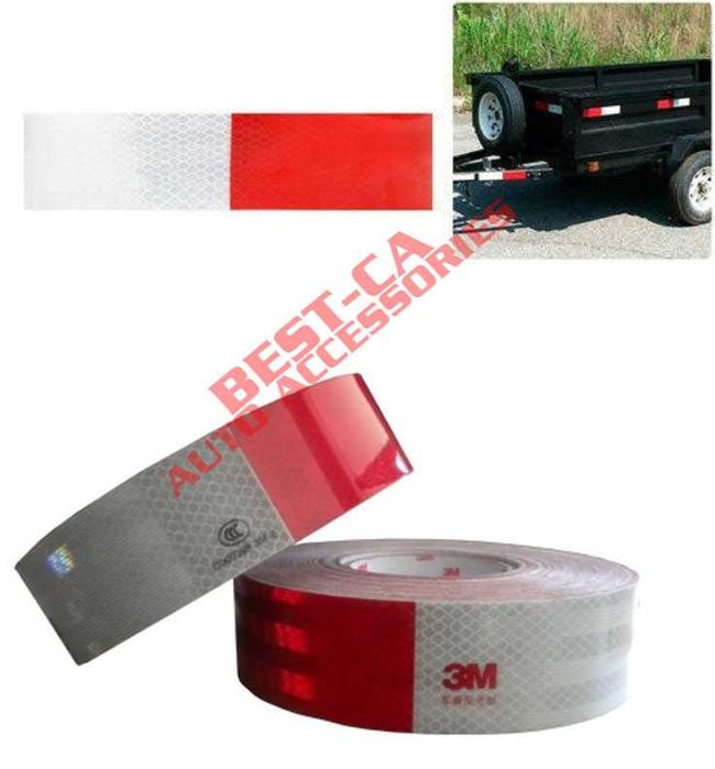 3M premium rola banda reflectorizanta tip fagure rosu cu alb 45m x 5cm