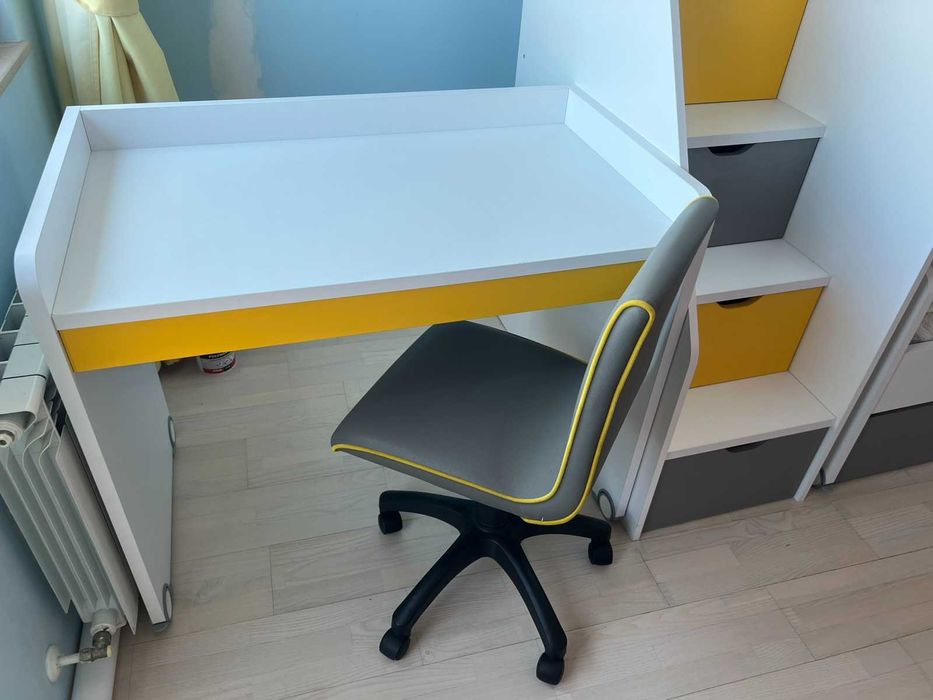 Ученическо бюро, скрин и стол, Almila Neo Yellow