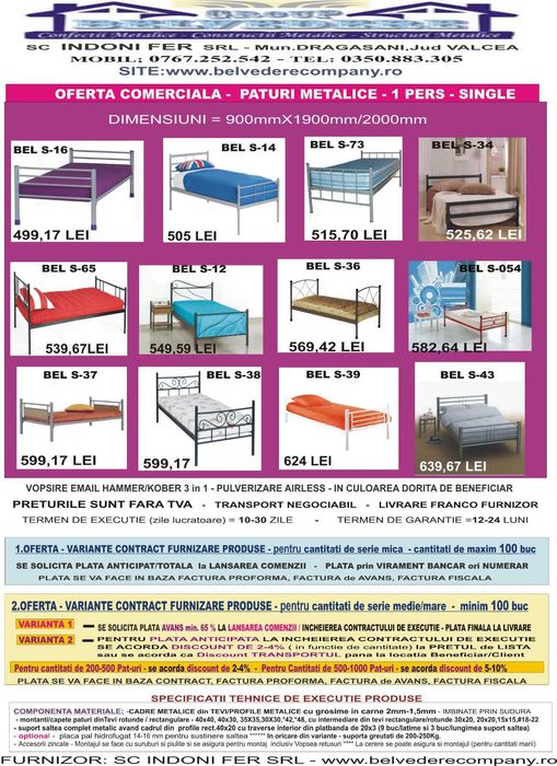 Pat Metalic Single (1 Persoană) –Rezistent & Durabil| Preț Promoțional