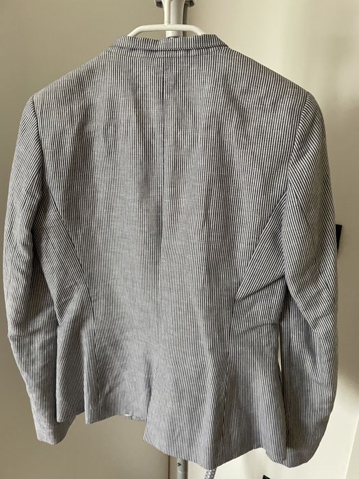 Sacou alb cu dungi albastre Zara