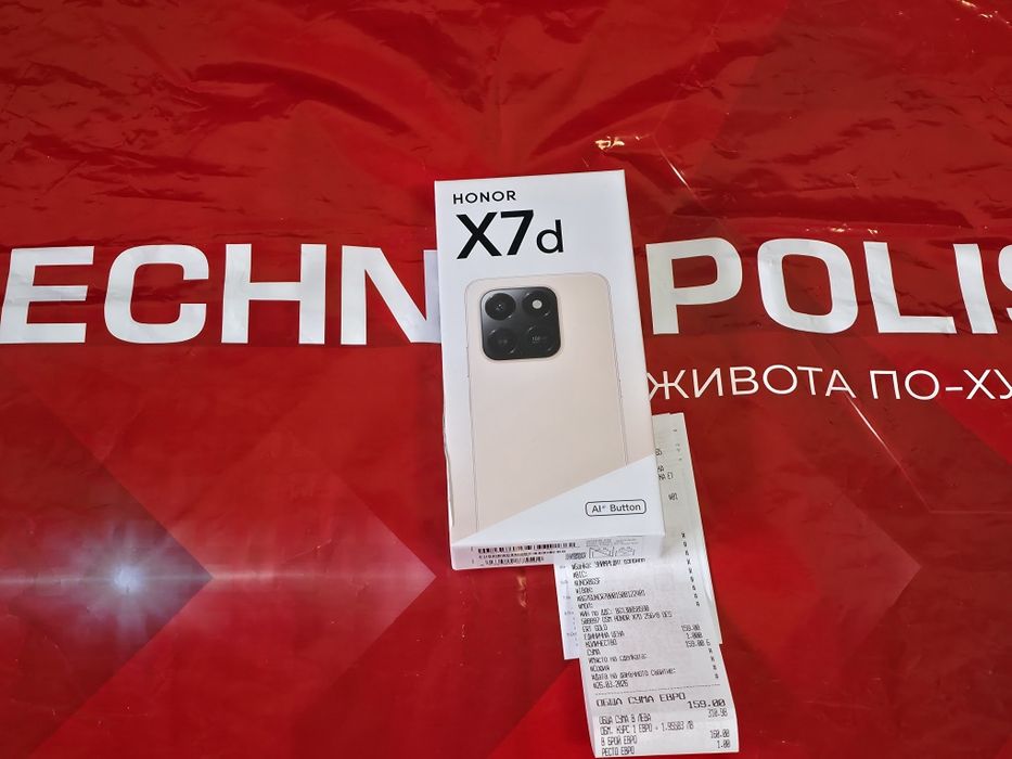 ***ЧИСТО НОВ 256GB Honor X7d Технополис Гаранция 2028г. Desert Gold