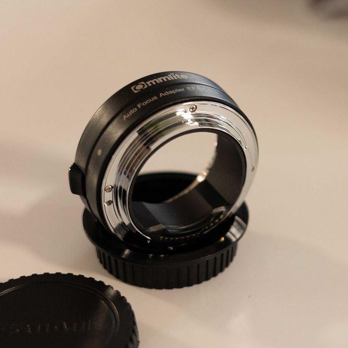 Обектив Canon EF 50mm f/1.4 USM + преходник Commlite EF-EOS R