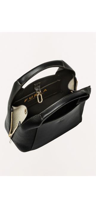 Geanta de piele FURLA cu maner si aspect texturat Gilda, Negru