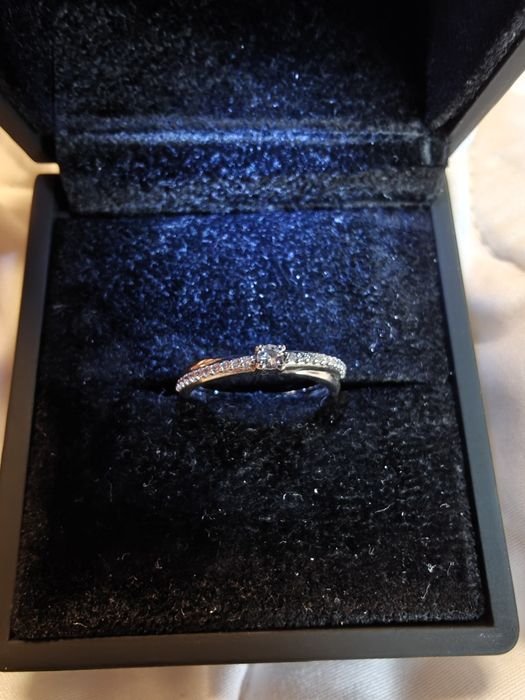 Inel Glamira din argint cu safir alb, nou,masura 50