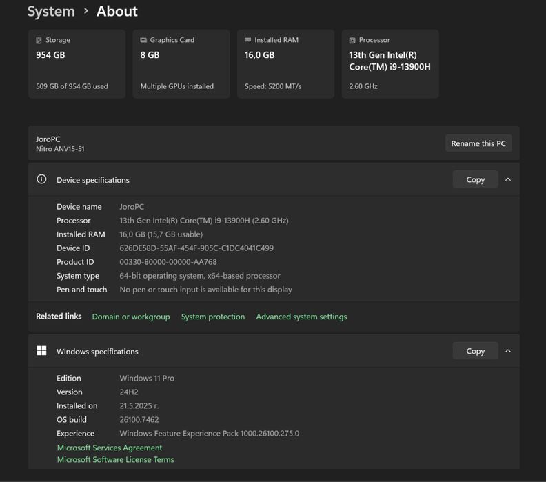 Геймърски лаптоп Acer Nitro
