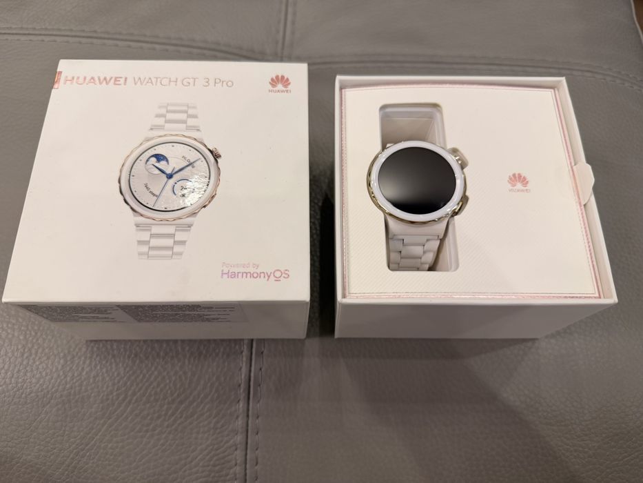 Huawei Watch GT 3 Pro, Gold Bezel White Ceramic Case, 43 mm