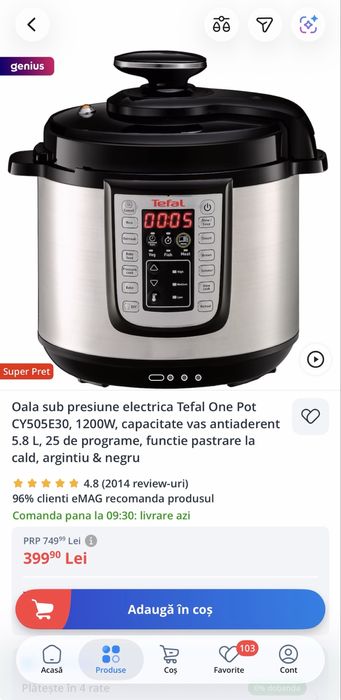 Oala sub presiune Tefal multicooker 5.8L - aproape noua